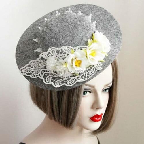 Elegant Cocktail Party Hair Clip Grey Vintage Hat Fascinator Victorian Style Banquet Headwear Woman Photography Accessories