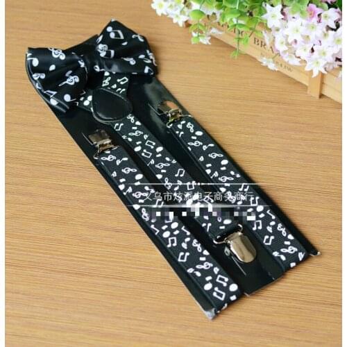 Adult bow tie + suspenders suit fashion new wind notes bow tie unisex strap clip wholesale 10pcs/lot