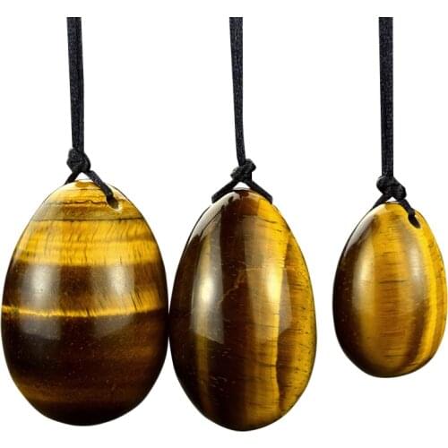 Crystal Ball 3 pcs Natural Tiger Eye Gemstone Yoni Eggs Kegel Exercise Healing Reiki Pelvic Floor Muscles Vaginal Tighten Balls