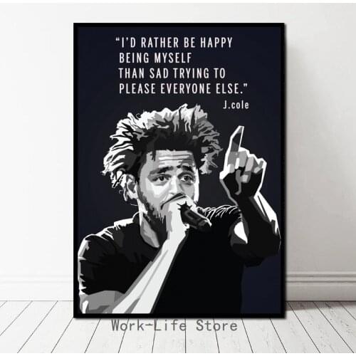 Rapper J Cole Art HIPHOP Quote Rapper Star Oil Painting Poster Prints Canvas Wall Picture For Home Room Decor