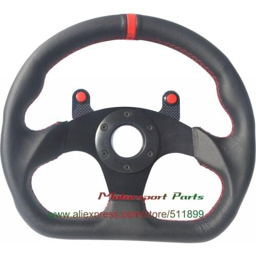 Flat Bottom Carbon Fiber Button With Car Steering Wheel Leather Drifting Steering Wheel