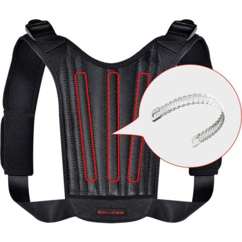 Leather Back Support Spine Posture Corrector 3 Springs Support Shoulder Back Brace Belt Adjustable Spining Straight Strap Unisex