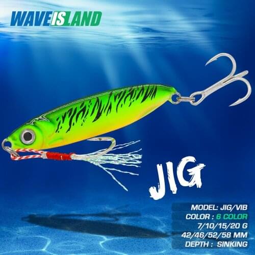 WAVEISLAND Metal vib Fishing Lure Jig 7-8g 11g 16g 20g Sinking Peche Pike Carp Fish Goods Holographic Winter Artificial Bait