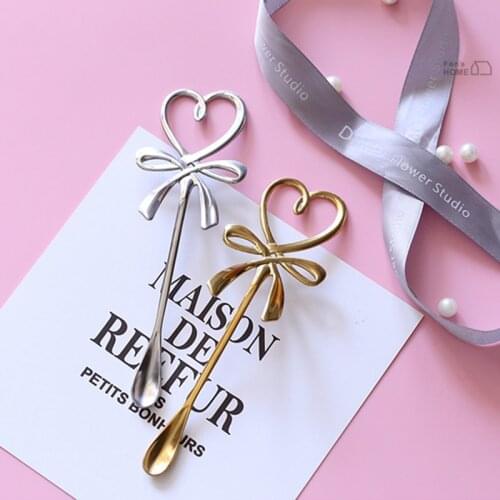 MICCK Creative Love Bow Stainless Steel Coffee Spoon Barista Tools For Banquet Gift Kitchen Decoration Coffee Stirring Scoop