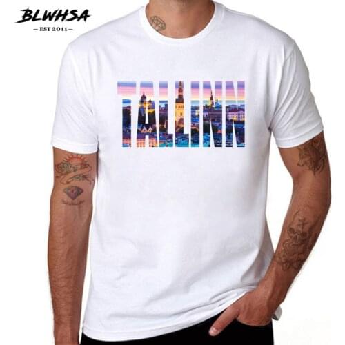 BLWHSA Tallinn City T shirt Men Summer Short Sleeve Letter Printing T-shirts Funny Estonia Capital Tallinn City Men Tshirt