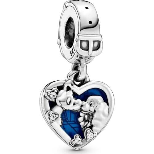 Genuine 925 sterling silver pendant Miss and the tramp charm beads fit bangle & bracelet & necklaces women fine jewelry making