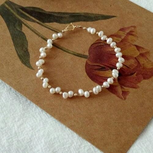 New Natural Breeding Freshwater white Pearl 5-6MM Irregular Pearl Bracelet