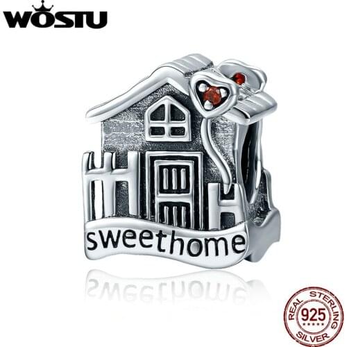 WOSTU 100% Real 925 Sterling Silver Sweet Home Loft Villa Charms fit original WST Beads Bracelets DIY Jewelry Gift DXC416