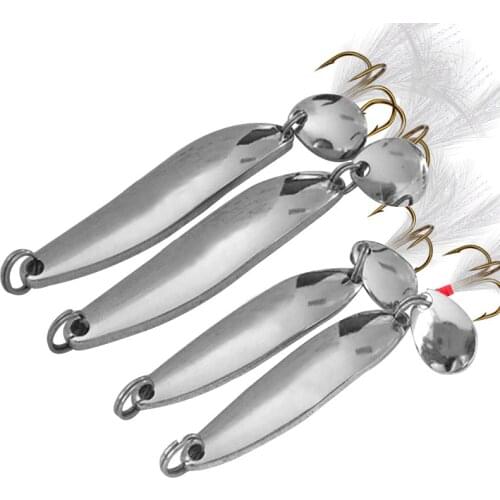 1pcs 5g 7g 10g 13g Metal Silver Sequins Fishing Lures Spoon Lure Hard Baits With Feather Bass Sea lures Wobbles Fishing Tackle