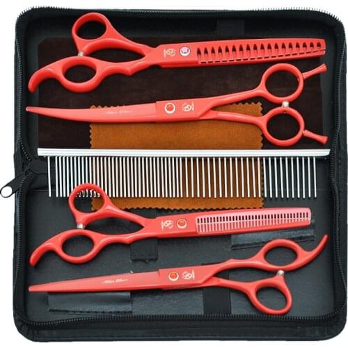 7.0" Japan 440c Steel Professional Dog Shears Pet Grooming Scissors Animal Barber Cutting Tesoura Supplies Thinning Shear B0031A