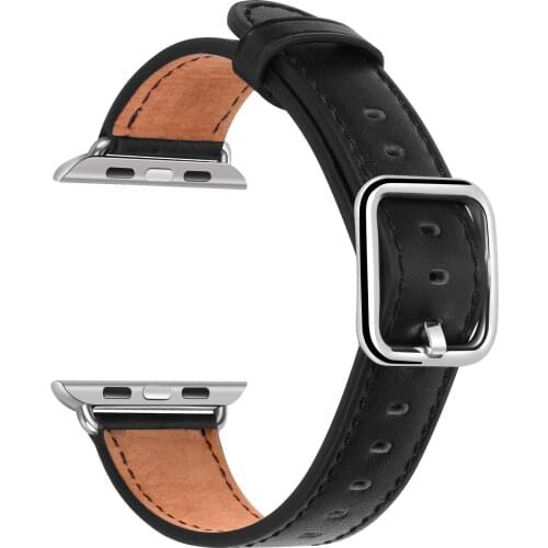 Leather Watchband Compatible with Apple Watch 38mm/42mm Classic Genuine Leather Wristband Sport Strap for iWatch (40mm/44mm)