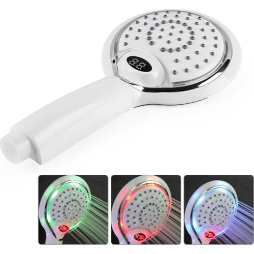 LCD Hand Shower Led Handheld Shower Head with Temperature Digital Display 3 Colors Change Water Powered LED Shower Sprinkler