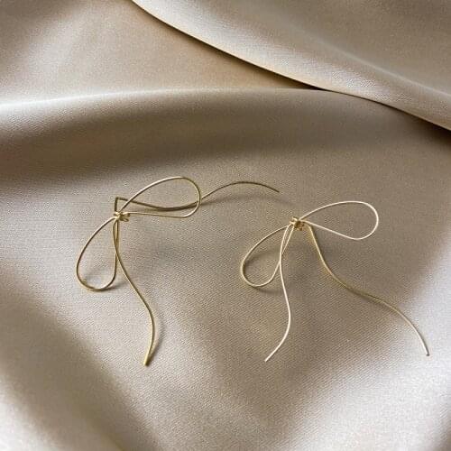 High Quality Fashion Jewelry Bowknot Drop Earrings Zinc Alloy Gracile Stud Earrings Birthday Gift Ear Accessories