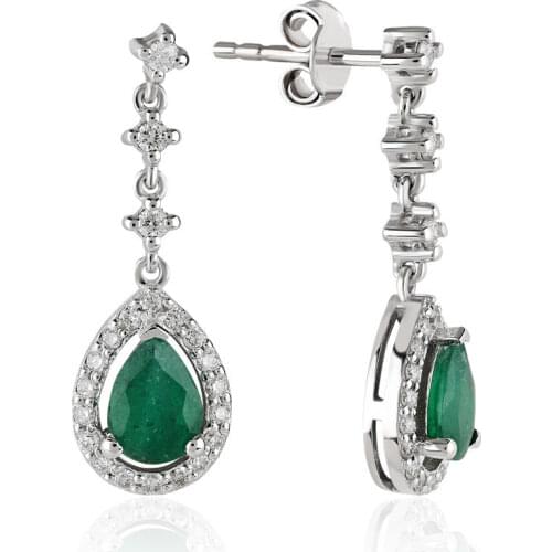 Symbol Gold 1.50 Carat Diamond Emerald Earring Piece Jewelry Rope Chain Charm Earring Jacket Bead Figure For Women