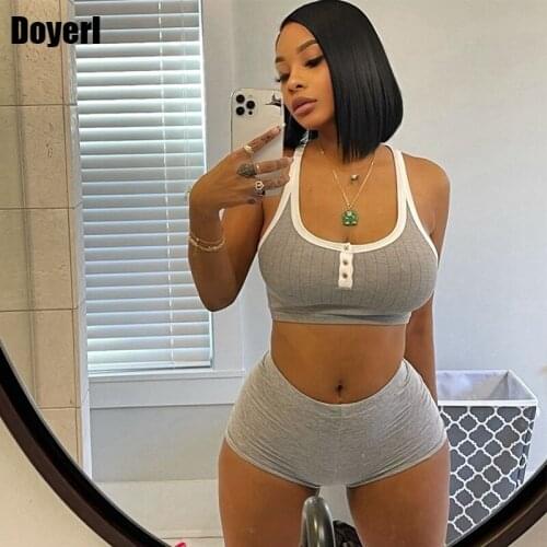 Activewear Women Sets Clothes Summer Biker Shorts 2 Piece Set Crop Tops Women Tracksuit Sportswear Sport Suits for Women 2021