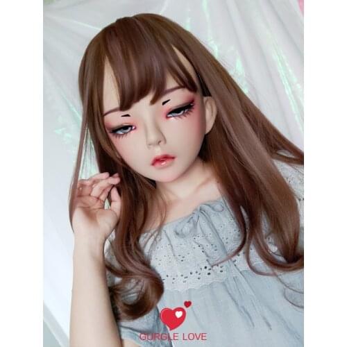 Tian-B)Female Sweet Girl Resin Half Head Kigurumi BJD Eyes Crossdress Cosplay Japanese Anime Role Lolita Mask With Eyes And Wig