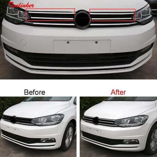 Tonlinker Cover Sticker For Volkswagen Touran L 2016-18 Car styling 4 pcs Stainless steel Racing grills Decoration Cover sticker