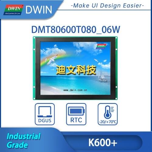 DWIN 8.0 Inch 800*600 HMI Smart Progammable UART TFT LCD Display Module with Touch Screen Industrial Grade DMT80600T080_06W