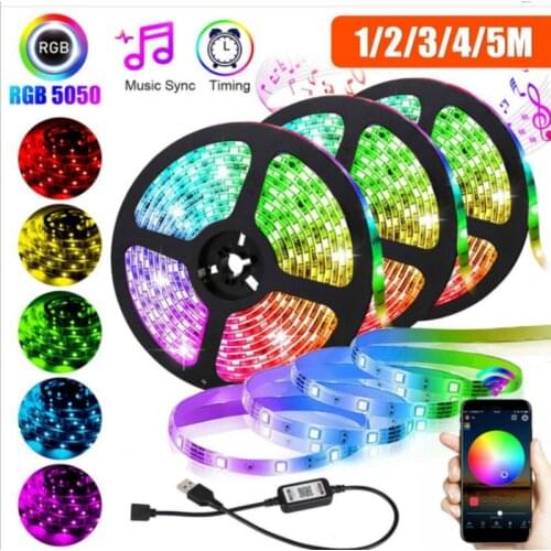 USB RGB Led Strip Light 5V TV Backlight Music Bluetooth Led Light For Room 5050SMD 0.5M 1M 2M 3M Diode Tape LED Lamp
