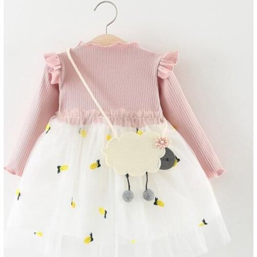 Baby Knitting Princess Dress 2020 Autumn Long Sleeve Baby Girl Dress Newborn Infant Birthday Party Dresses For Baby Girl Clothes