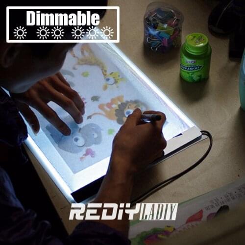 Dimmable Ultra Thin A4 LED Pad Light Tablet USB Cable EU/UK/AU/US Plug Adapter for Diamond Embroidery and Diamond Painting