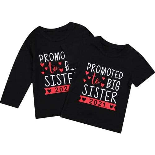 Wallarenear 1-7 Years Girls Letter Printed T-shirt Short/Long Sleeve Round Neck Casual Tops Simple Clothes Summer/Spring/Fall