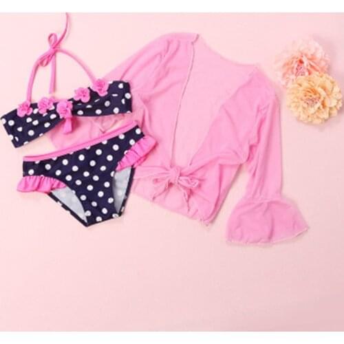 0-2 year old girl bikini swimwear Girl split swimsuit shawl 3 sets Girl seaside spa multi-purpose swimsuit Fashion bikini