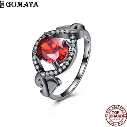 GOMAYA Over Red Clear Zirconia Finger Rings For Women Romantic Elegant Ring Anniversary Festival Gift Exquisite Fashion Jewelry