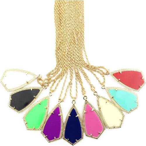 ZWPON Brand Designer Fashion Golden Frame Dagger Geometric Long Necklaces & Triangle Resin Acrylic Pendants Jewelry Wholesale