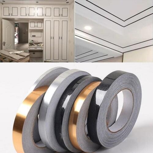 0.5/1/2*5000cm Silver/Gold Adhesive Floor Tile Strip Seam Sticker Waterproof Wall Sealing Tape Copper Foil Tape