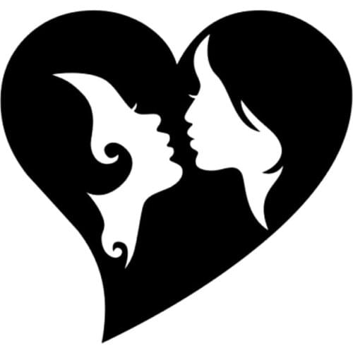 11cm*10.5cm Lesbian Gay Love Heart Fashion Car Sticker Vinyl Black/Silver S3-5217
