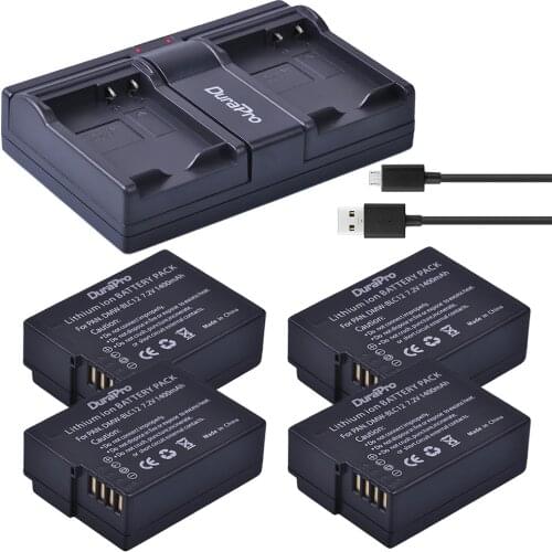 4pc DMW-BLC12 DMW-BLC12E BLC12 1400mAh Rechargeable Li-ion Battery + Dual Charger for Panasonic FZ1000 FZ200 FZ300 G5 G6 G7 GH2