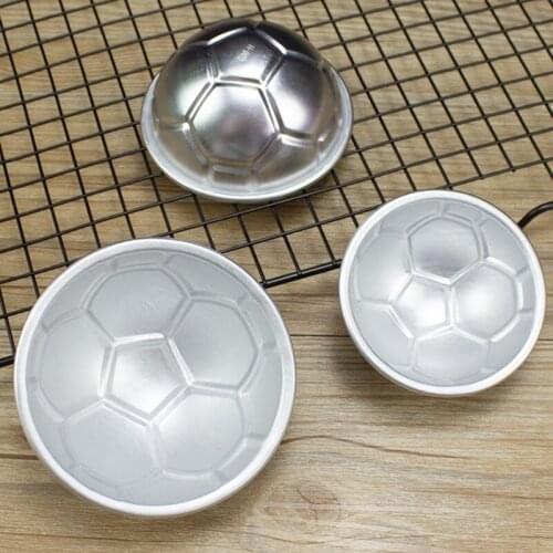 20pcs 7.7cm 8.7cm 9.7cm 3D semicircle Football Cake Mold Aluminum Ball Cake Mould Pastry Fondant Chocolate Molds Baking Tools