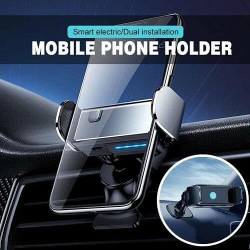 2021 New Car Phone Holder Mini Smart Induction Locking Air Vent Clip Mobile Phone Mount Bracket Stand Auto Induction For IPhone