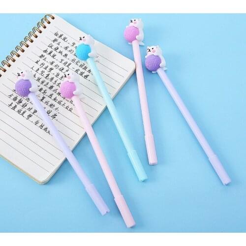 36PCS Cartoon Silicone Gel Pens Creative Cat Flexible Glue Ball Pen Cute Mini Gel Pen Kawaii School Supplies Stationery