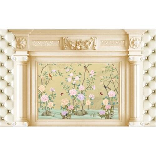 Custom photo 3d wallpaper European style flower and bird building home decor living room 3d wall murals wallpaper for walls 3 d