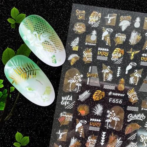 3D Charms Flowers Leaf Nail Foils Stickers Watercolor Abstract Floral Decals Sliders Manicures Nail Art Decorations For Summer