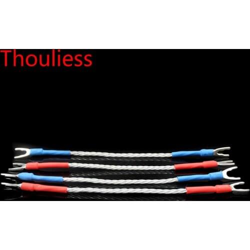 Thouliess 4pcs/lot 7n Silvar Plated JUMPER LINKS Performance Speaker Cable Y Spade Plug Connector Bridge Cable Jumper Cable