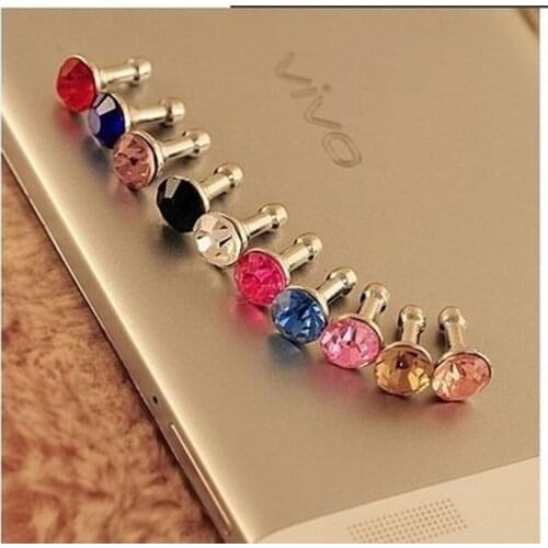 5 PCS Cute shiny Rhinestone Earphone Jack Cap Plug Anti Dust Plug Cap Accesorios Para Celular for Iphone Accessories