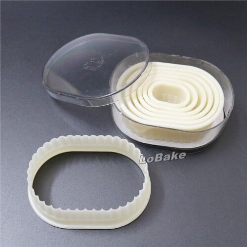 7pcs/set) Fluted edge Oval Shaped Kitchen Fondant Sugarcraft Craft Bake Mold mini Cake Biscuit Decor Bakeware pastry cutter
