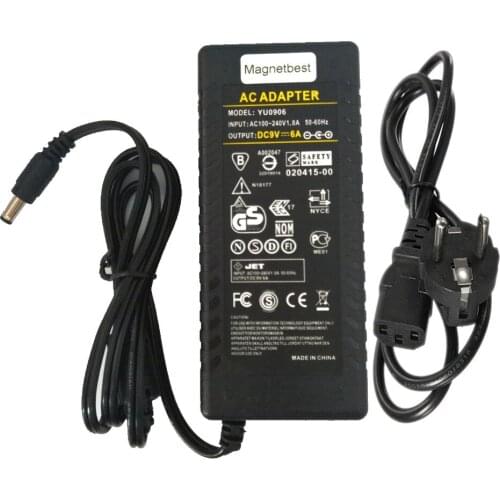 9V 6A 54W AC DC Adaptor With IC Chip Power Supply Adpater 9V6A Charger Transformer For POS LED Strip Light CCTV With AC Cable