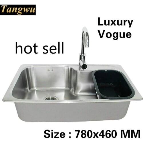 Free shipping Standard individuality big Kitchen sink single slot food grade 304 stainless steel hot sell 780x460 MM