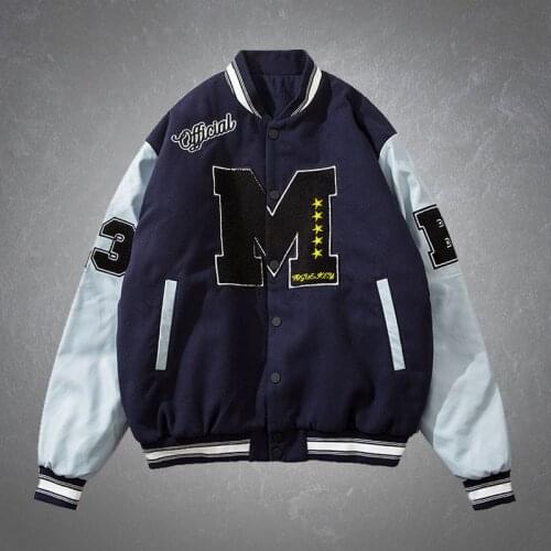 Bomber Baseball Jacket Mens Big Furry Letter Patchwork Vintage Streetwear College Style Couples Harajuku Stand-up Collar Jackets