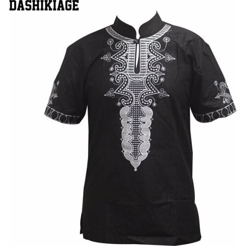 Dashikiage African 4 Colors Cotton Dashiki Embroidered Traditional Shirt Unisex Nigerian Native Ankara Top