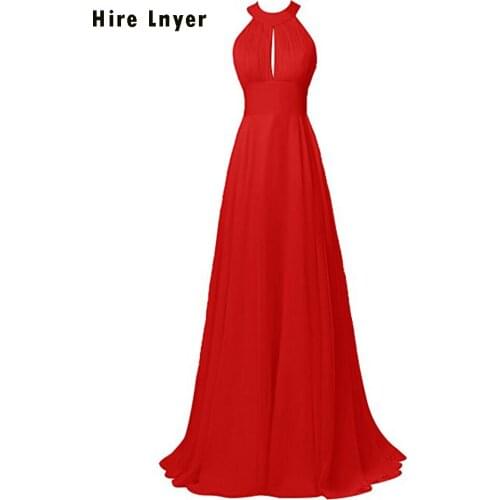 Najowpjg Sexy Open Back Pleat Long Chiffon Navy Blue White Burgundy Coral Pink Black Purple More Color Choose Bridesmaid Dresses