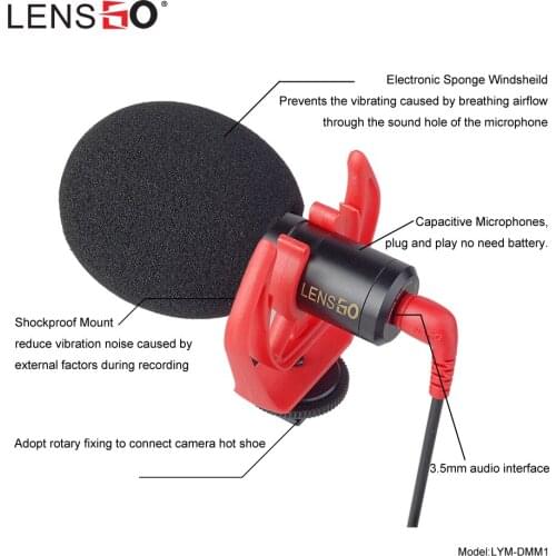 DMM1 Camera Smartphone Computer Universal Video Microphone,Windproof Noise Reduction with Shockproof Mount,Sponge Windsheild