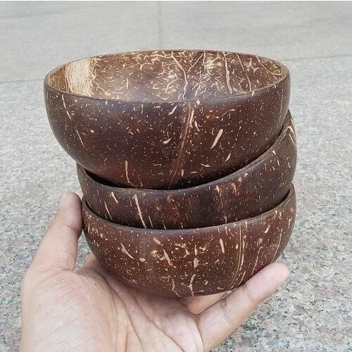 Hot-selling gold medal household tableware natural creative coconut bowl handmade bowl fork spoon set boutique