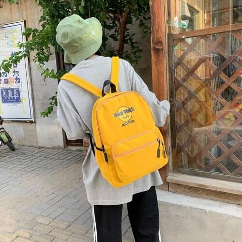 Harajuku Vintage Schoolbags For Teen Girls Korean Canvas Backpack Simple Letter Print Student Laptop Bookbag Women Travel Bag