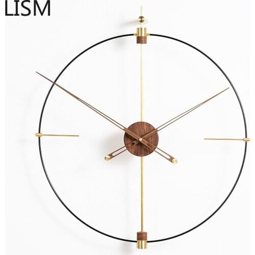Creative Minimalist Wall Clock Modern Design Large Wall Clock Metal Wooden Silent Living Room Luxury Gold 3d Home Decore Gifts