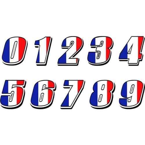 Creative DIY 3D Car Sticker Racing Numbers Vinyl France Flag Stickers Decal Motocross Moto Auto ATV BIKE Decor Helmet Decals